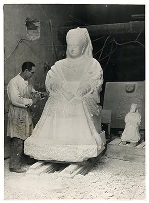 France, Statue de la Reine Victoria et le sculpteur, Charles Gern