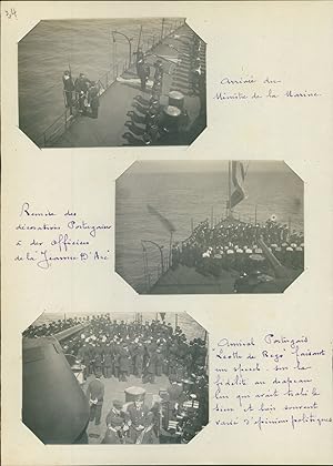 Portugal, Lisbonne, remise des décorations Portugaises à des officiers de la ''Jeanne d'Arc''