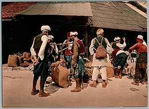 Bosnien. Sarajevo Szenen vom alten Marktplatz Getreidewägen.