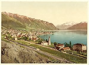 Bild des Verkufers fr Lac Lman. Montreux et la Dent du Midi. zum Verkauf von photovintagefrance