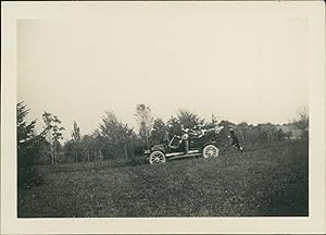 France, Le Plessis, Voiture Chenard-Walcker 9HP, 1912, Vintage silver print