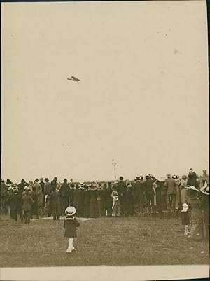France, Aerodrome de Cholet, avion, 1912, Vintage silver print
