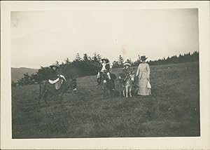 France, La Bourboule, Promenade au plateau de Charlannes, 1911, Vintage silver print