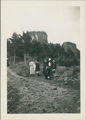 France, La Bourboule, Ruines du Château de Murol, 1912, Vintage silver print
