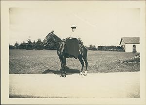 France, Le Plessis, Femme à cheval, 1909, Vintage silver print