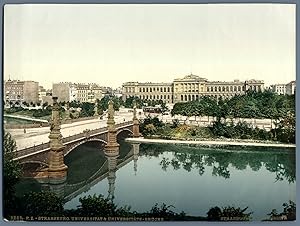 P.Z., France, Strasburg. Universität mit Universitätsbrücke