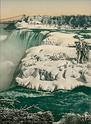 États-Unis, New York, Niagara, American Falls from Goat Island in Winter.