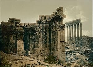 Balbek, Vue des deux Temples. Effet de nuit.