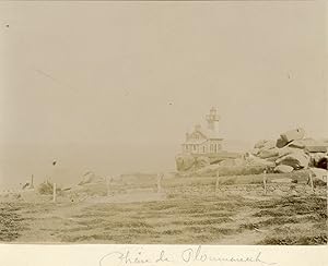 France, Bretagne, Phare de Ploumanach, ca.1900, Vintage citrate print