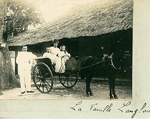 Indochine, Annam, La famille Langlois dans une calèche, ca.1899, Vintage silver print