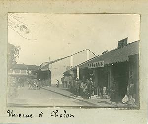 Indochine, Saigon, Cholon, Une rue du quartier, 1910, Vintage silver print