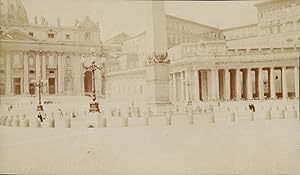 Italie, Rome, Basilique Saint-Pierre, la place, colonnade et Vatican, 1911, Vintage citrate print