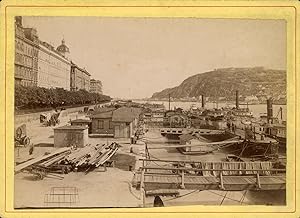 Hongrie, Budapest, Les quais du port, ca.1880, vintage albumen print
