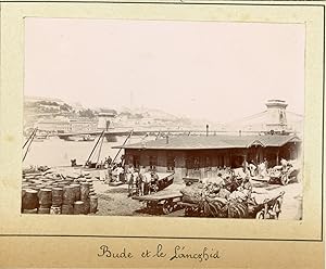 Hongrie, Budapest, Le Pont des chaînes (Széchenyi lánchíd), ca.1896, vintage citrate print