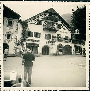 Autriche, Auberge à St-Wolfgang, 1952, Vintage silver print