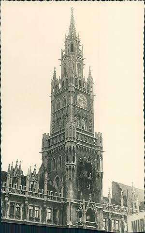 Allemagne, Munich, Le beffroi de l'Hôtel de Ville, 1952, Vintage silver print