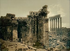 Balbek Vue des deux Temples. Effet de nuit.