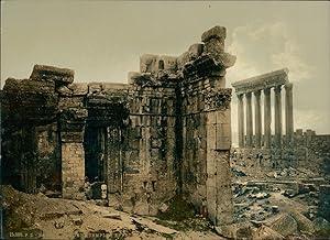 Balbek Vue des deux Temples. Effet de nuit.