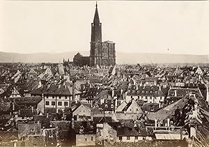 France, Strasbourg, Vue générale de la ville et de la cathédrale, ca.1885, Vintage albumen print