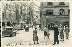 Autriche, Innsbruck, Hotel Goldener Adler où Goethe séjourna de 1786-1790, 1949, Vintage silver p...