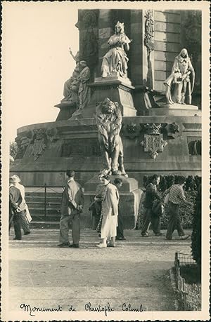 Espagne, Barcelone, Monument de Christophe Colomb, ca.1952, Vintage silver print