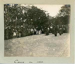 Indochine, Annam, Course en sacs, 1910, Vintage silver print