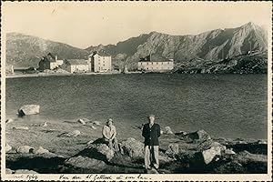 Suisse, Saint-Gothard, Hôtel et le lac, 1949, Vintage silver print