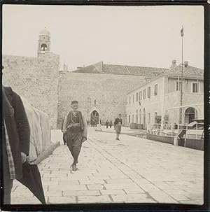 Grèce, Murs de la ville, ca.1905, Vintage citrate print