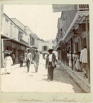 Barbados, Une rue de Queenstown, ca.1899, Vintage citrate print