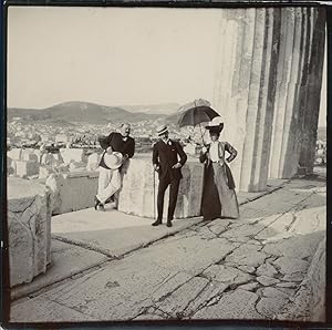 Grèce, Athènes, Visiteurs Acropole, ca.1905, Vintage citrate print