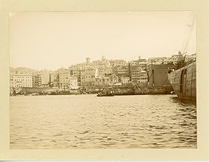 Italie, Genova, Gênes, Vue du port, ca.1900, vintage citrate print