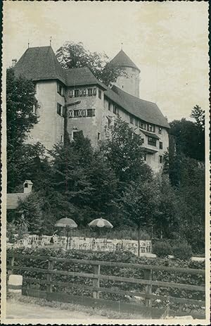 Autriche, Château sur la route entre Wörgl et Kitzbuhel, 1949, Vintage silver print