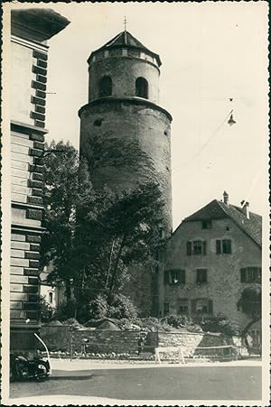 Autriche, Feldkirch, La tour aux chats, Katzenturm, 1949, Vintage silver print