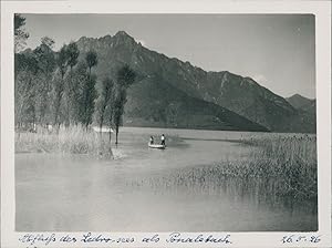 Italie, Barque sur le Lac de Ledro, , 1926, Vintage silver print