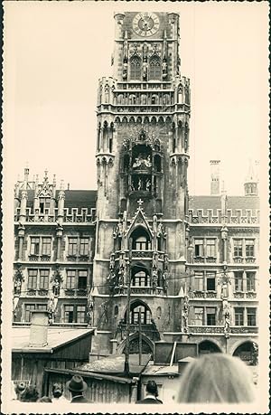 Allemagne, Munich, L'Hôtel de Ville, 1952, Vintage silver print