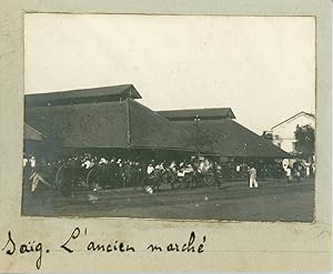 Indochine, Saigon, ancien marché boulevard Charner, 1910, Vintage silver print