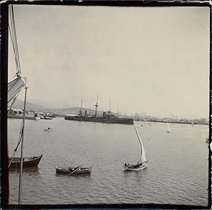 Grèce, Bateaux dans un port, ca.1905, Vintage citrate print