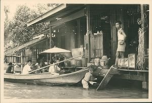 Indochine, Mékong, Marchands, ca.1940, Vintage silver print