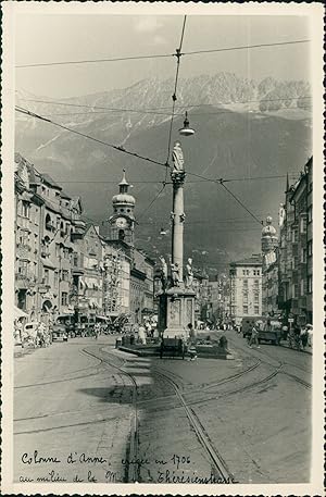 Autriche, Innsbruck, Colonne Sainte Anne, 1949, Vintage silver print