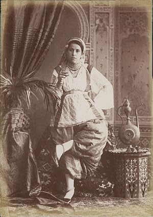 Maghreb, Femme buvant le thé, ca.1880, Vintage albumen print