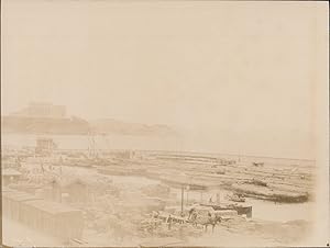 France, Marseille, vue du Palais du Pharo et des quais, 1898, Vintage citrate print