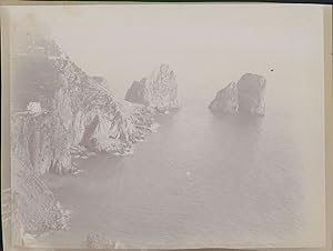 Italie, Capri, faraglioni, 1898, Vintage citrate print