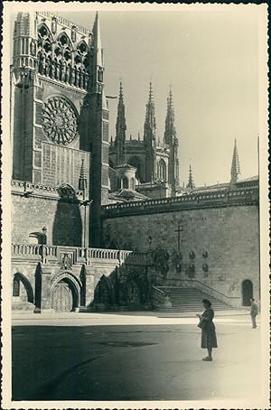 Espagne, Cathédrale Sainte-Marie de Burgos, ca.1950, Vintage silver print