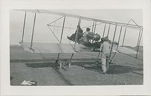 Avion, biplan Voisin ou Farman, et ses pilotes, ca.1905