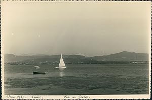 Suisse, Voiliers sur le lac de Genève, 1949, Vintage silver print