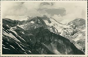 Autriche, Route du Grossglockner, vue des montagnes et glacier, 1949, Vintage silver print