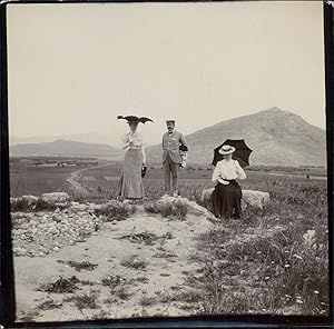 Grèce, env. Athènes, Visiteurs en promenade, ca.1905, Vintage citrate print