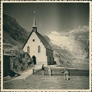 Suisse, Gletsch, Chapelle, 1949, Vintage silver print