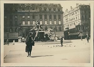 France, Lyon, Place des Terreaux, 1918, Vintage silver print