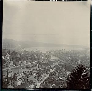 Suisse, Panorama de Lucerne, ca.1905, Vintage citrate print